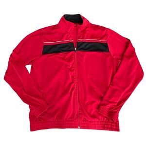 BCG Track Jacket Red Black White Stripe Full Zip Athletic Mens XL Athleisure